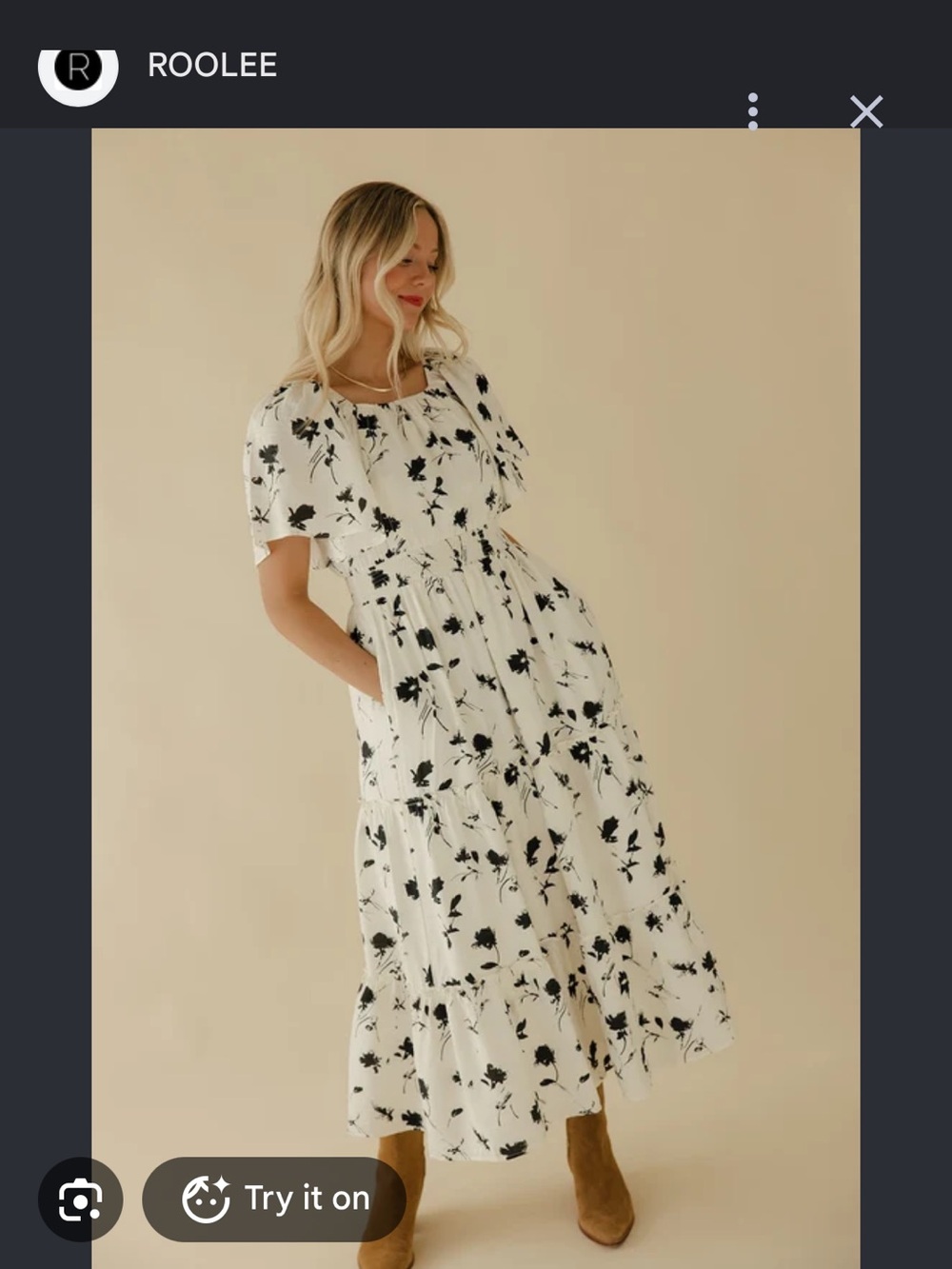 Roolee MOM black & white floral dress